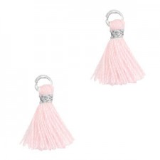 Mini Quaste Ibiza Style 1cm Silver-light pink